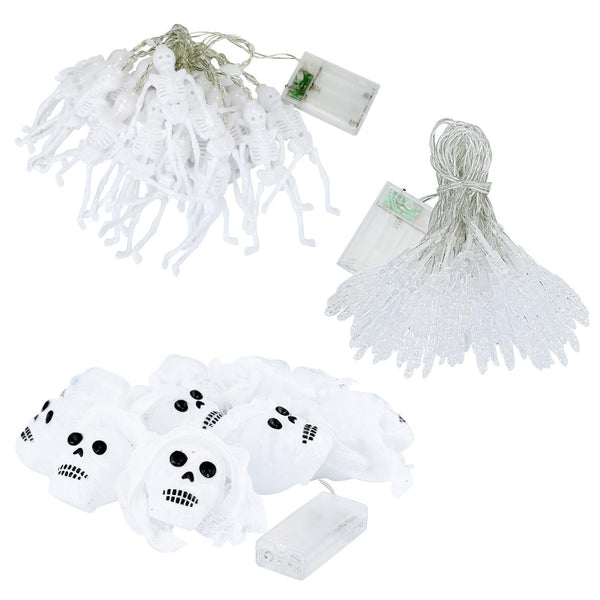 3Pcs String Lights Halloween Light Decorations 24ft Halloween Colorful 3D Skeleton Ghost
