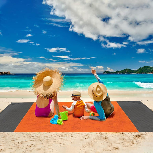Sand Proof Picnic Blanket Water Resistant Camping Beach Mat 4 Anchors 2-3 People