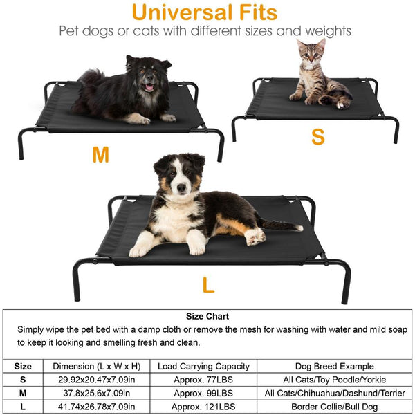 Elevated Pet Bed Dogs Cot Dogs Cats Cool Bed S/M/L Heavy-Duty Breathable Washable