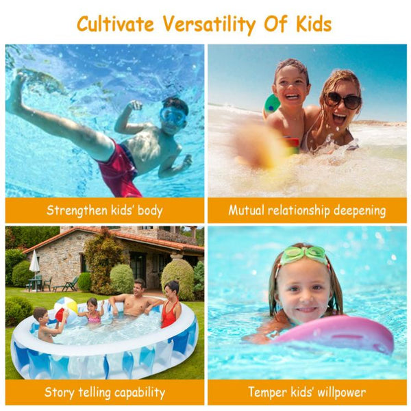 Inflatable Oval Swimming Pool For Kids Blow Up Foldable Swim Ball Pool Backyard Beach 90×60×20 inch