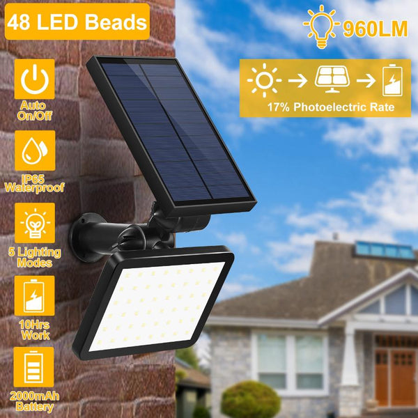 48 LEDs Solar Spotlight Outdoor Light Sensor Wall Lawn Garden Lamp Waterproof