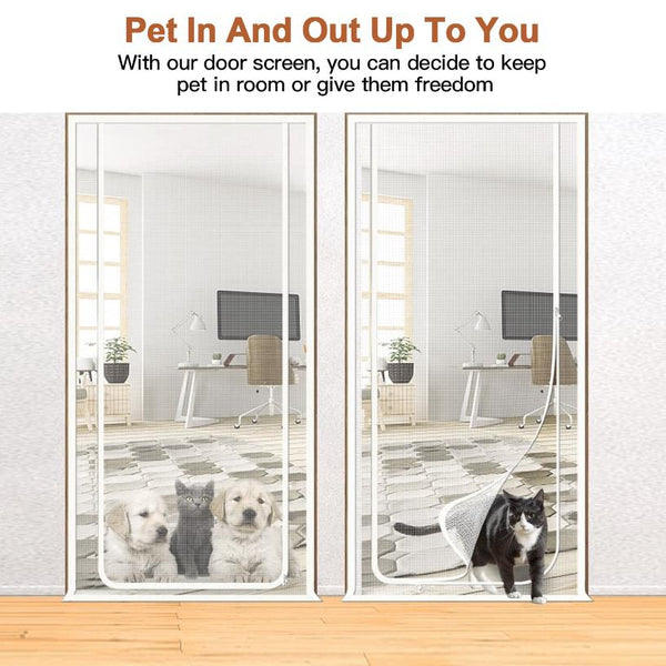 Mesh Door Screen Heavy Duty Pet Proof Scratch-Proof Double Sided Zipper