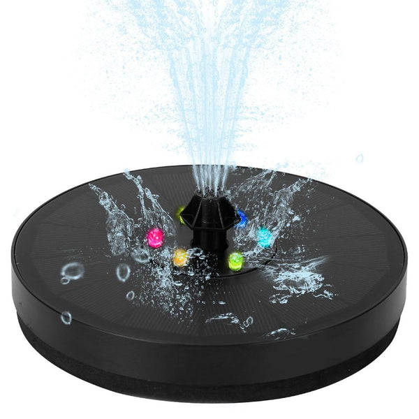Solar Powered Fountain Pump Floating Bird Bath Pond Pump w/ LED Lights Aquarium Pond