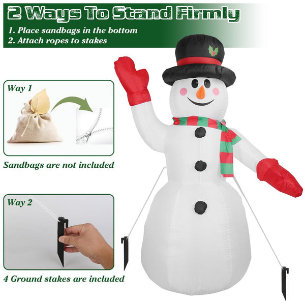 7.9FT Christmas Inflatable Giant Snowman Blow-up Light-up LED Lights Outdoor Yard