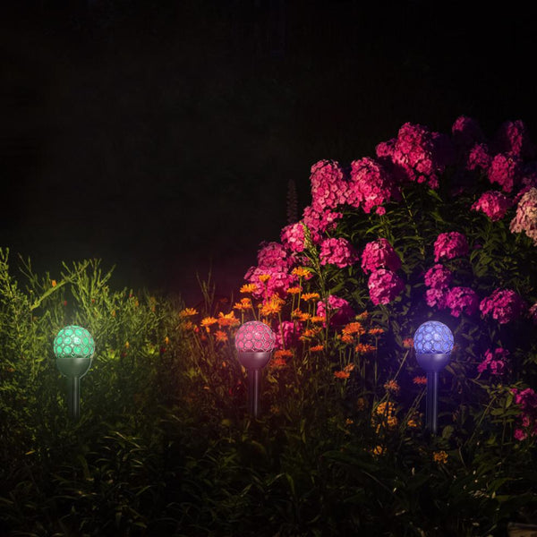 3 Pcs Outdoor Solar Light Balls RGB Light Garden Decor Lamp Landscape Christmas
