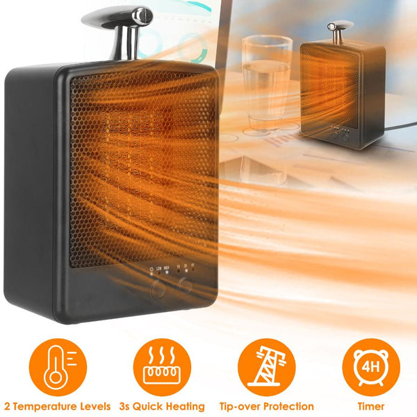 1000W Small Portable Electric Space Heater Personal Tip Over & Overheat Protection Adjustable Temp