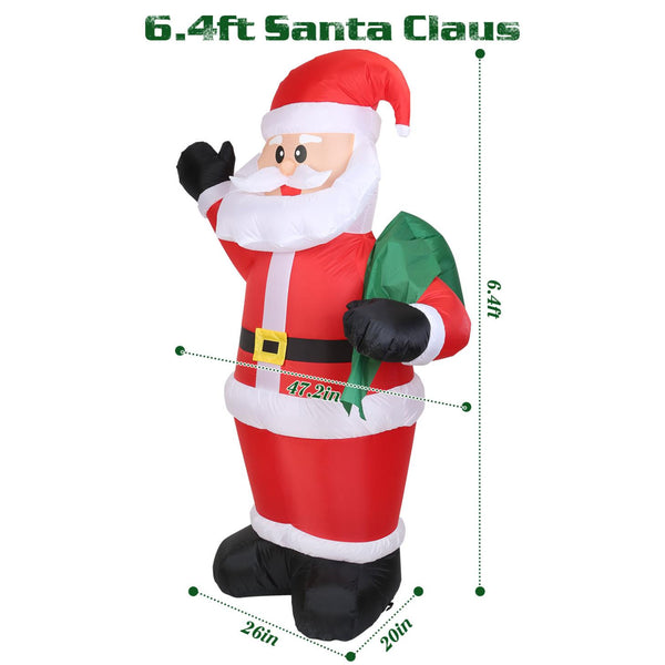 Inflatable Christmas Santa Claus Blow-up Light-up LED Waterproof Christmas Lawn Outdoor 6.4ft
