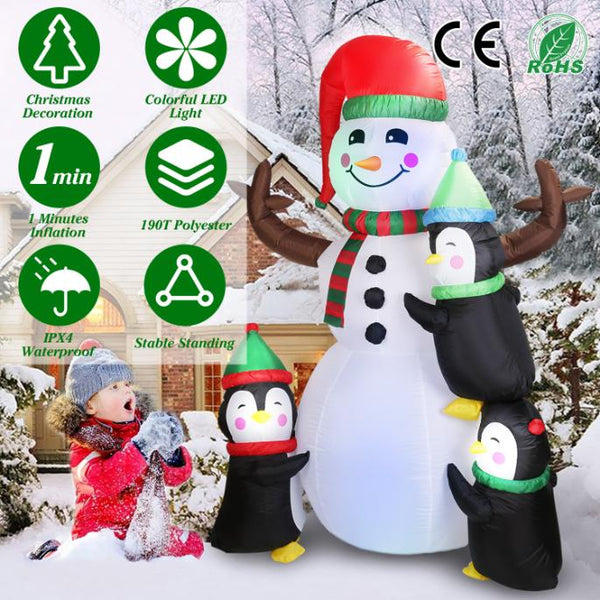 5.9FT Christmas Inflatable Outdoor Decoration Snowman Penguin Blow Up Yard Decoration