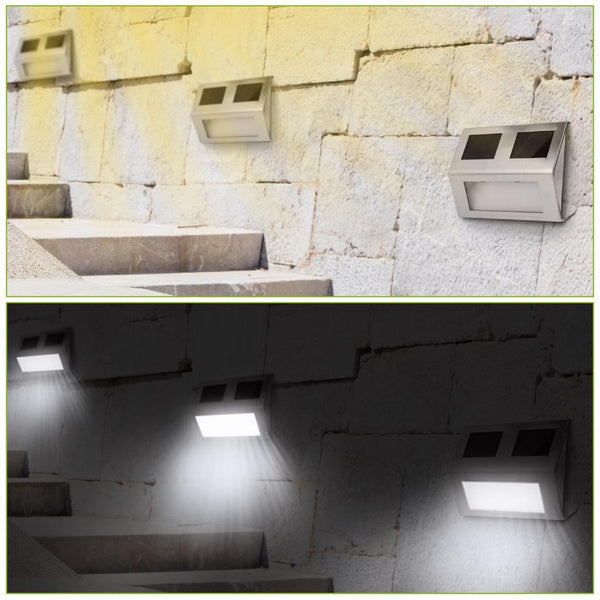 2 Pack Solar Light LED Wall Lamp Stair Step Outdoor Waterproof Security Light Auto On Off