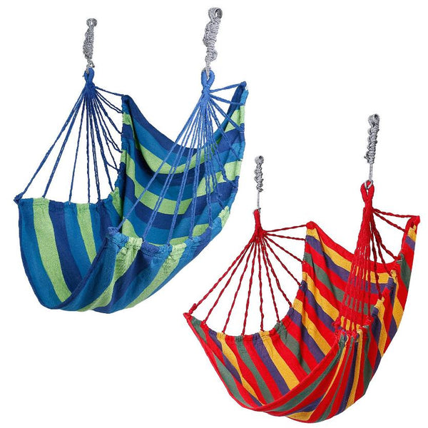 Hammock Hanging Chair Canvas Porch Patio Swing Seat Portable Camping Rope Seat w/ 2Pillows440LBS Limit