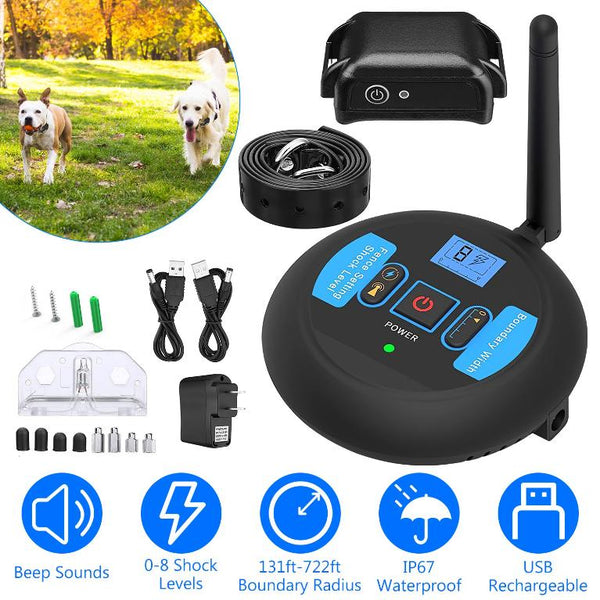 Wireless Electric Dog Fence Pet Boundary Containment System Training Collar Small Medium Large Dogs