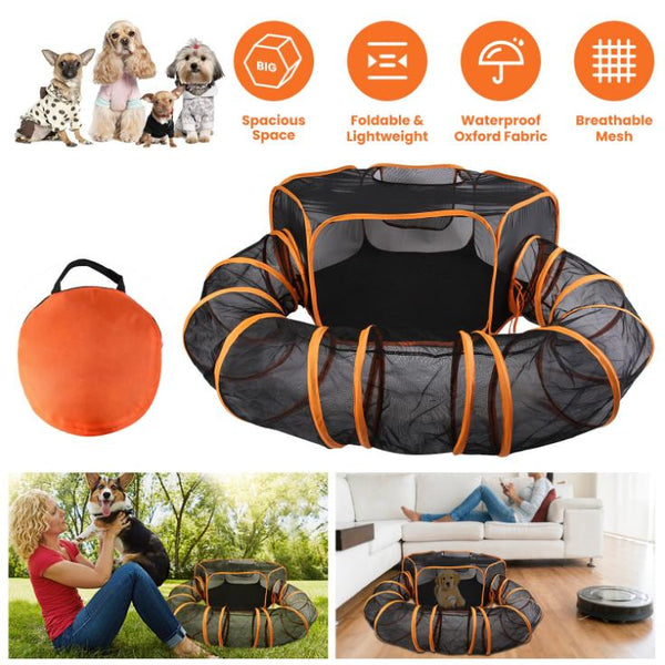 Pet Play Tent with Tunnel Pet Enclosure Playground Indoor Outdoor Dog Cat Rabbit