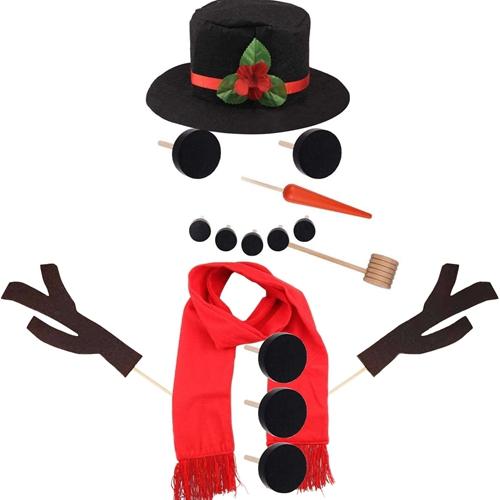 16Pcs Snowman Decorating Dressing Kit Winter Party Kids Outdoor Toys Christmas Decoration Gift Hat Scarf Eye Mouth Nose Accessories