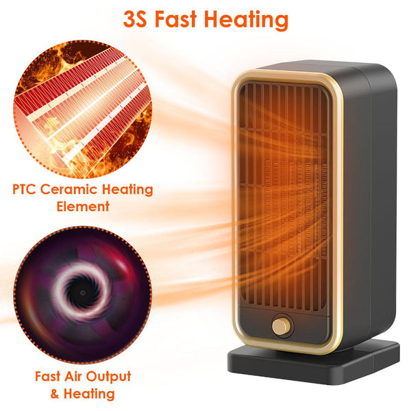 500W Portable Electric Heater Personal Ceramic Heating Space For 322 Sq FT Home Use