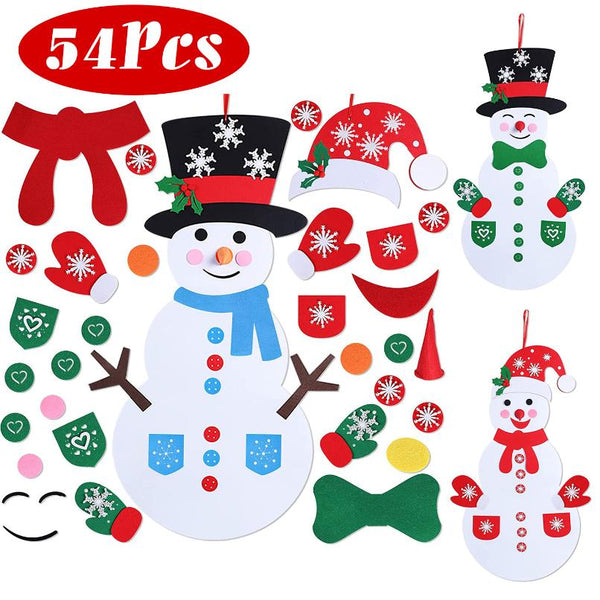 Felt Christmas Snowman Set DIY Hanging Decoration Kit 54Pcs Detachable Ornaments