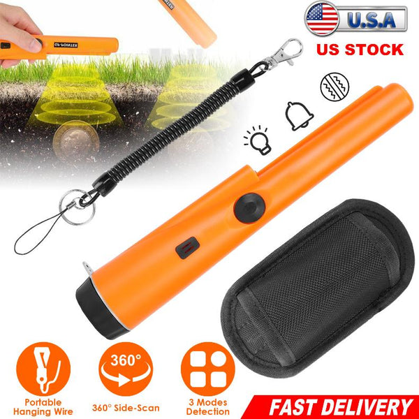 Handheld Metal Detector Pin Pointer Probe Wand Sensitive w/ Holster & LED Light