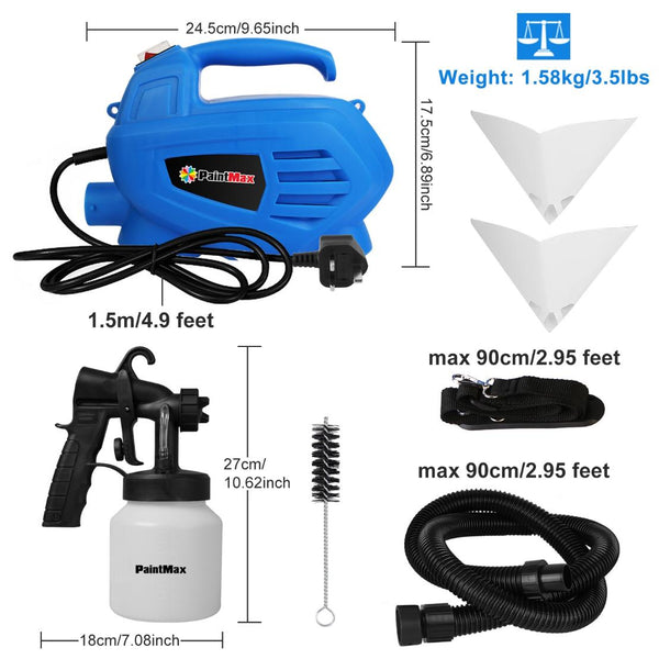 800ML Paint Spray Painter 650W Paint Sprayer Machine 800ML/Min Output HVLP Oil Primer Water Sprayer w/ 3 Spraying Patterns Motor Strap Detachable Cont