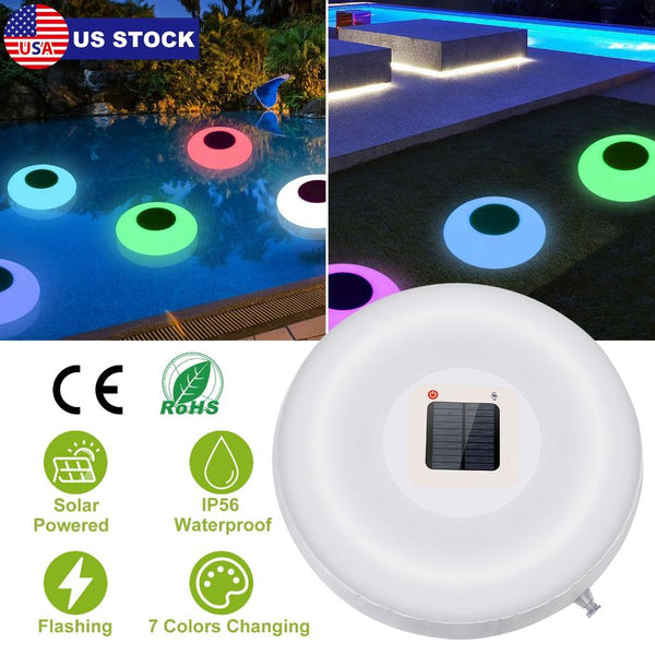 Solar Powered Floating Pool Lamp Light Swimming Pool w/ 7 Colors for Ponds Fountains