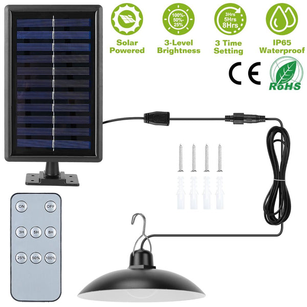 Solar Shed Light Pendant Lamp Dimmable Auto Off Sensor Hanging Lamp Patio Balcony