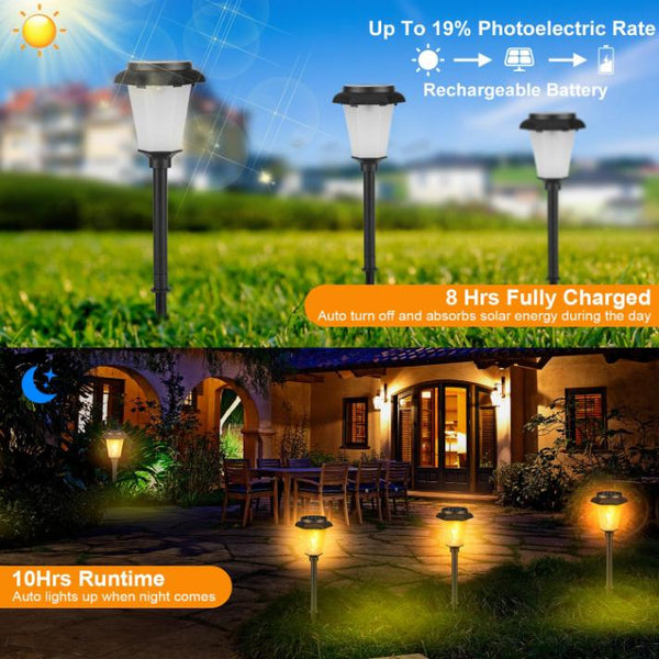 2 Pack Solar Flame Torch Light Flickering Flame Stake Lamp Decorative Landscape Lamp