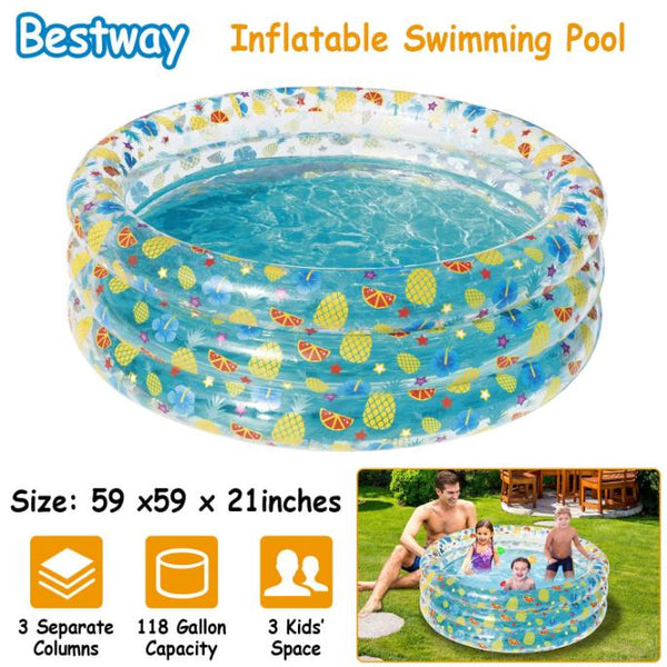 5FT Inflatable Swimming Pool Blow Up For 3 Kids Foldable Swim Ball Pool Backyard Beach