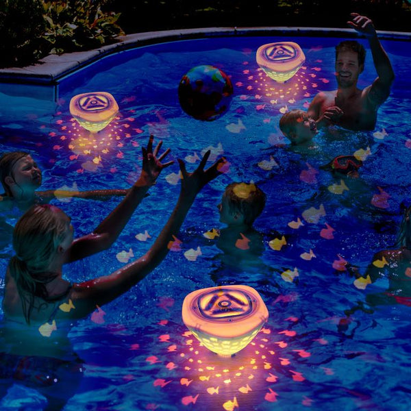 2Pcs Underwater Floating LED Light Colorful Fish Pattern 6 Lighting Modes Pool Lamp IP67 Waterproof Decorative Battery Powered Lights 80000Hrs Lifespan