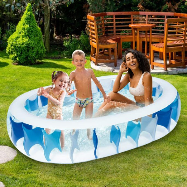 Inflatable Oval Swimming Pool For Kids Blow Up Foldable Swim Ball Pool Backyard Beach 90×60×20 inch