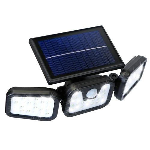 Solar Wall Lamp 74 LEDs 3 Adjustable Head Motion Sensor Flood Lights