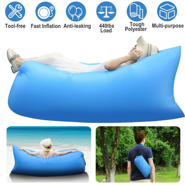 Inflatable Lounger Air Sofa Lazy Bed Sofa Portable Bag Water-Resistant Lake Beach Camping