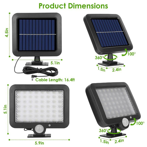 Outdoor Solar Security Flood Light Wall Solar Lamp Motion Sensor LED Garden Garage Light