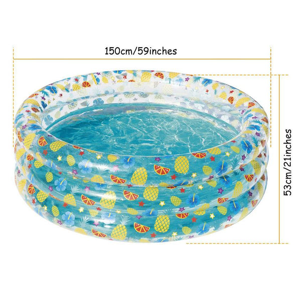 5FT Inflatable Swimming Pool Blow Up For 3 Kids Foldable Swim Ball Pool Backyard Beach
