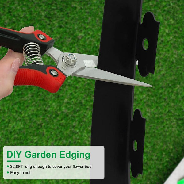 No-dig Landscape Edging Kit 32.8FT Plastic Garden Border 30 Stakes Flower Tree Beds