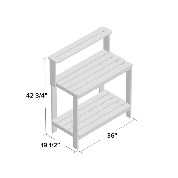 Outdoor Garden Potting Bench Table with Bottom Shelf Solid Meranti Wood