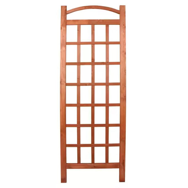 72-inch Outdoor Solid Wooden Classic Grid Garden Trellis in Brown Wood Finish