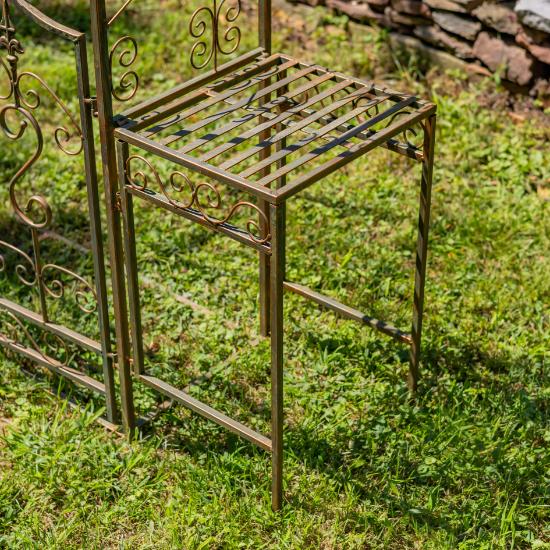96" Tall Garden Gate Archway with 2 Side Plant Stands "Genevieve"