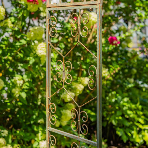 96" Tall Garden Gate Archway with 2 Side Plant Stands "Genevieve"