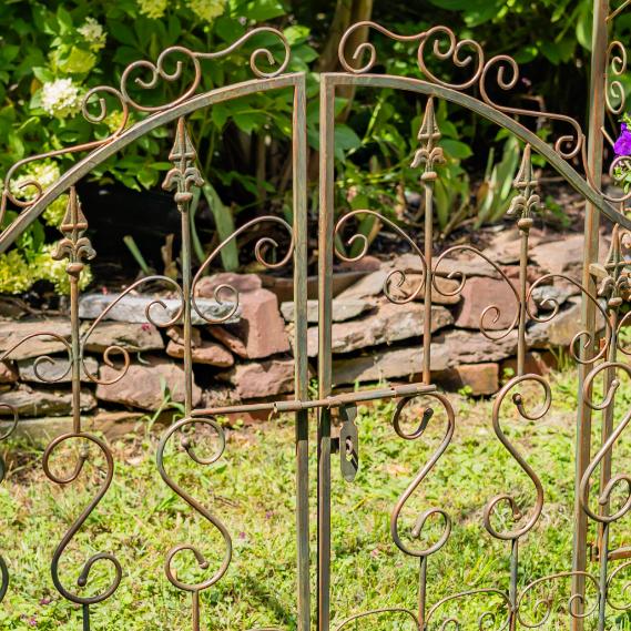 96" Tall Garden Gate Archway with 2 Side Plant Stands "Genevieve"