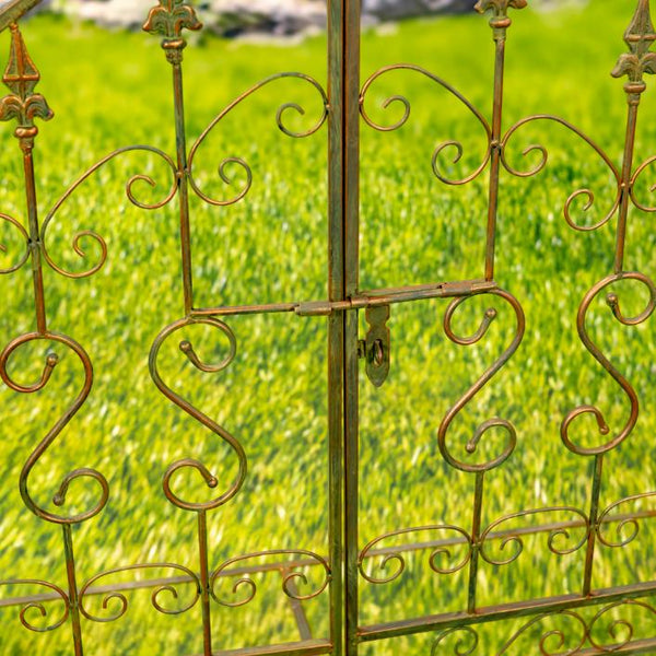 96" Tall Garden Gate Archway with 2 Side Plant Stands "Genevieve"