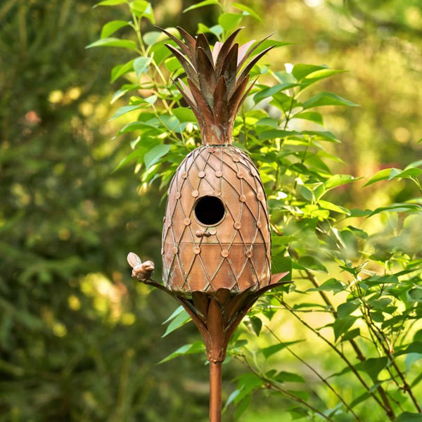 Pineapple Shaped Acorn Shaped Copper Birdhouse Stake