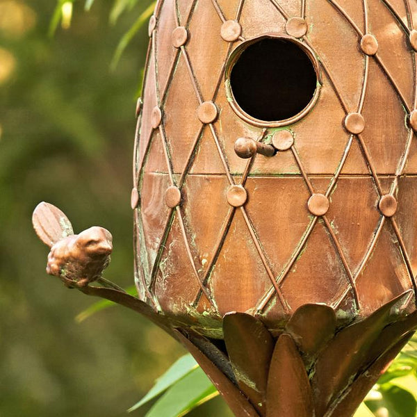 Pineapple Shaped Acorn Shaped Copper Birdhouse Stake
