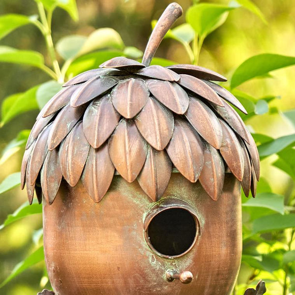 Pineapple Shaped Acorn Shaped Copper Birdhouse Stake