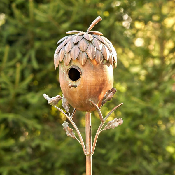 Pineapple Shaped Acorn Shaped Copper Birdhouse Stake