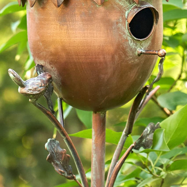 Pineapple Shaped Acorn Shaped Copper Birdhouse Stake