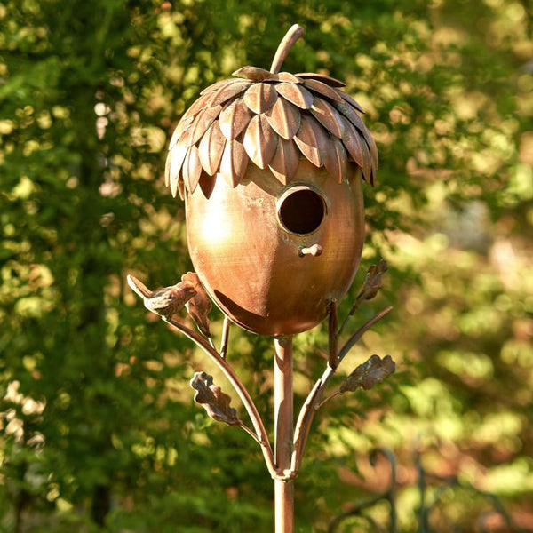 Pineapple Shaped Acorn Shaped Copper Birdhouse Stake