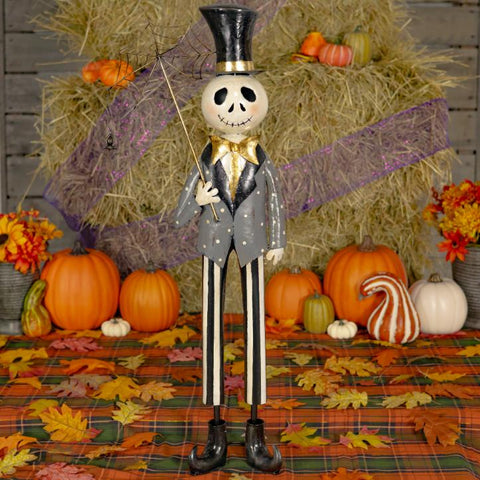 Skeleton Boy with Spiderweb Umbrella "Bones Junior" 36" Tall