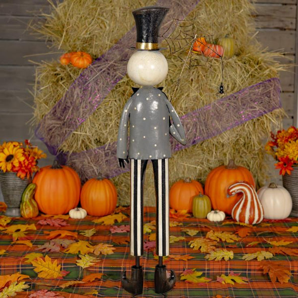 Skeleton Boy with Spiderweb Umbrella "Bones Junior" 36" Tall