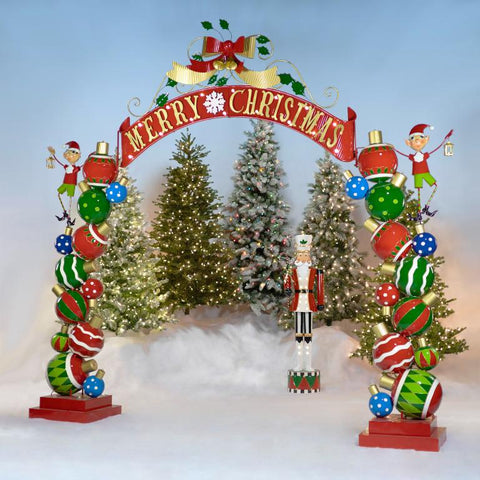 Large Entry "Merry Christmas" Archway with Santa's Elves 10.75ft. Tall