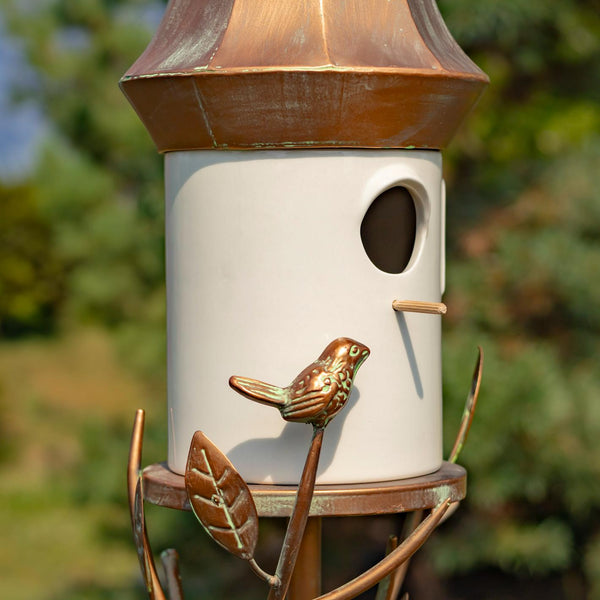 Iron & Porcelain Birdhouse Stakes