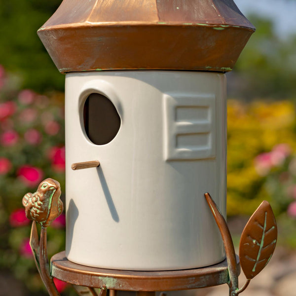 Iron & Porcelain Birdhouse Stakes