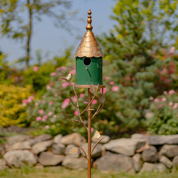 Iron & Porcelain Birdhouse Stakes